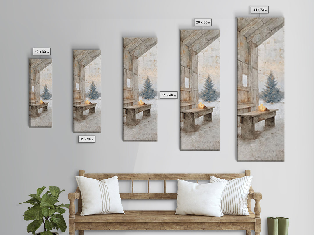 Quiet Barn Hope – Framed Canvas Print – Christian Wall Art – Subtle Christian Art – Christmas Art Prints – Narrow Art