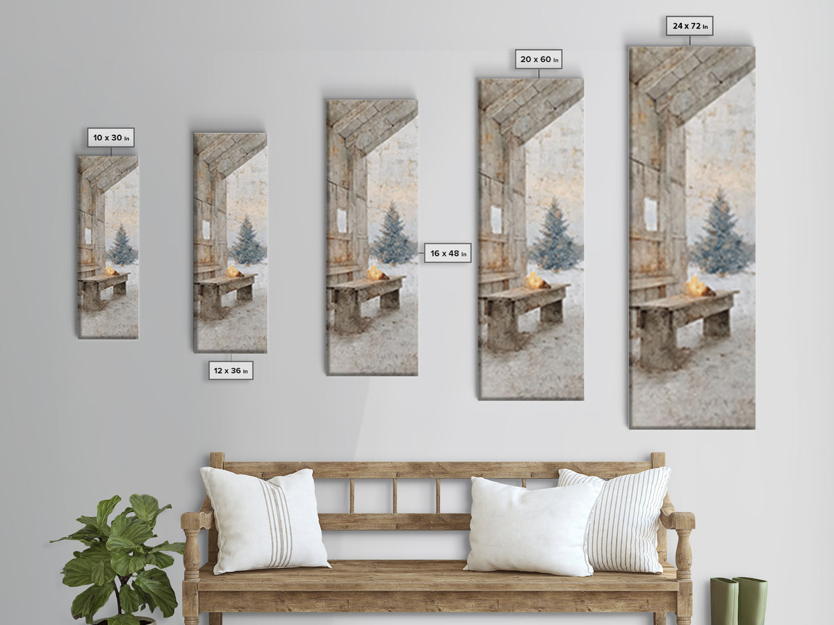 Quiet Barn Hope – Framed Canvas Print – Christian Wall Art – Subtle Christian Art – Christmas Art Prints – Narrow Art