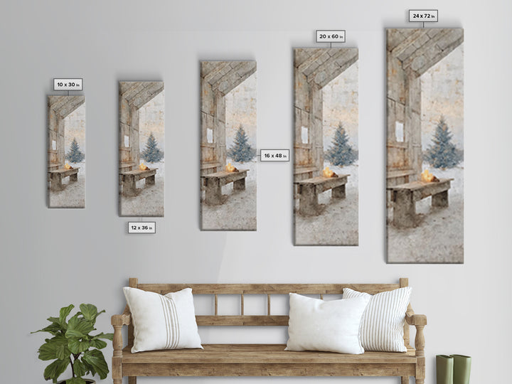 Quiet Barn Hope – Framed Canvas Print – Christian Wall Art – Subtle Christian Art – Christmas Art Prints – Narrow Art