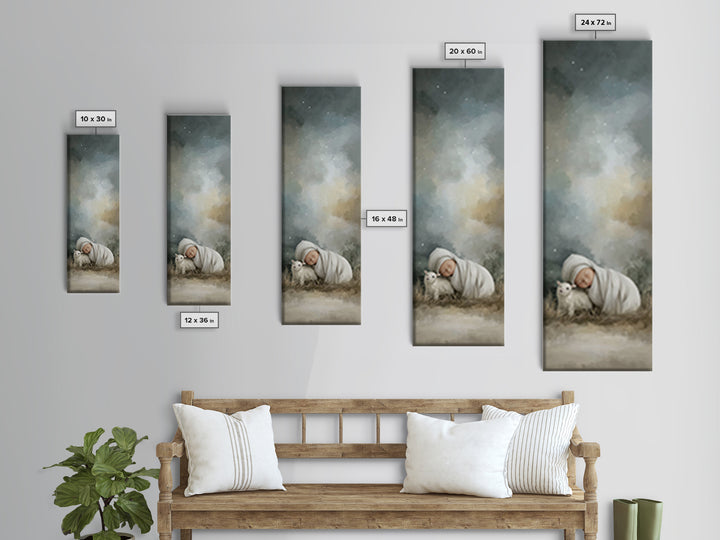 Silent Lamb Peace – Framed Canvas Print – Christian Wall Art – Jesus Art Print – Christmas Art – Narrow Art – Christian Art Canvas