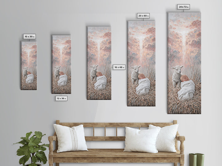 Dawn Of Grace | Framed Canvas Print | Christian Art Canvas | Christmas Art | Tall Skinny Art Print | Jesus Painting | Christian Wall Art