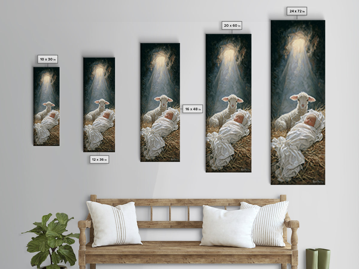 Holy Light Promise – Framed Canvas Print – Christian Christmas Art – Jesus Painting – Christian Art – Tall Narrow Wall Art – Christmas Art