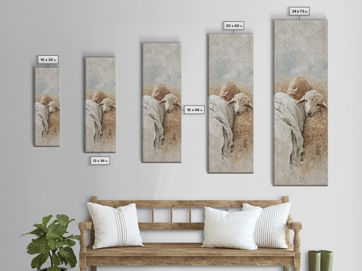 Lamb Of Morning – Framed Canvas Print – Christian Art Canvas – Christian Christmas Art – Skinny Art – Jesus Painting – Christian Wall Art