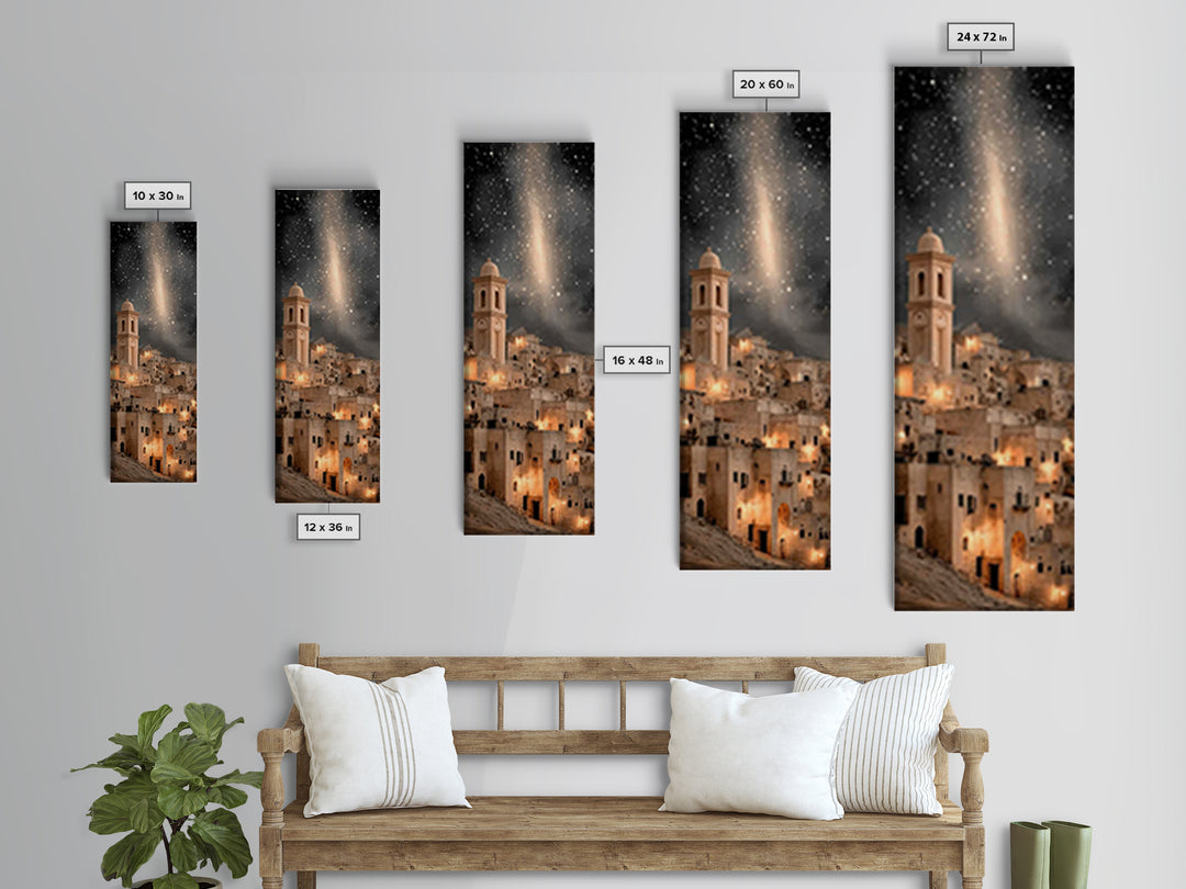 Bethlehem Night Wonder – Framed Canvas Print – Christmas Wall Art – Christian Art Canvas – Tall Skinny Art Print – Christian Christmas Deco