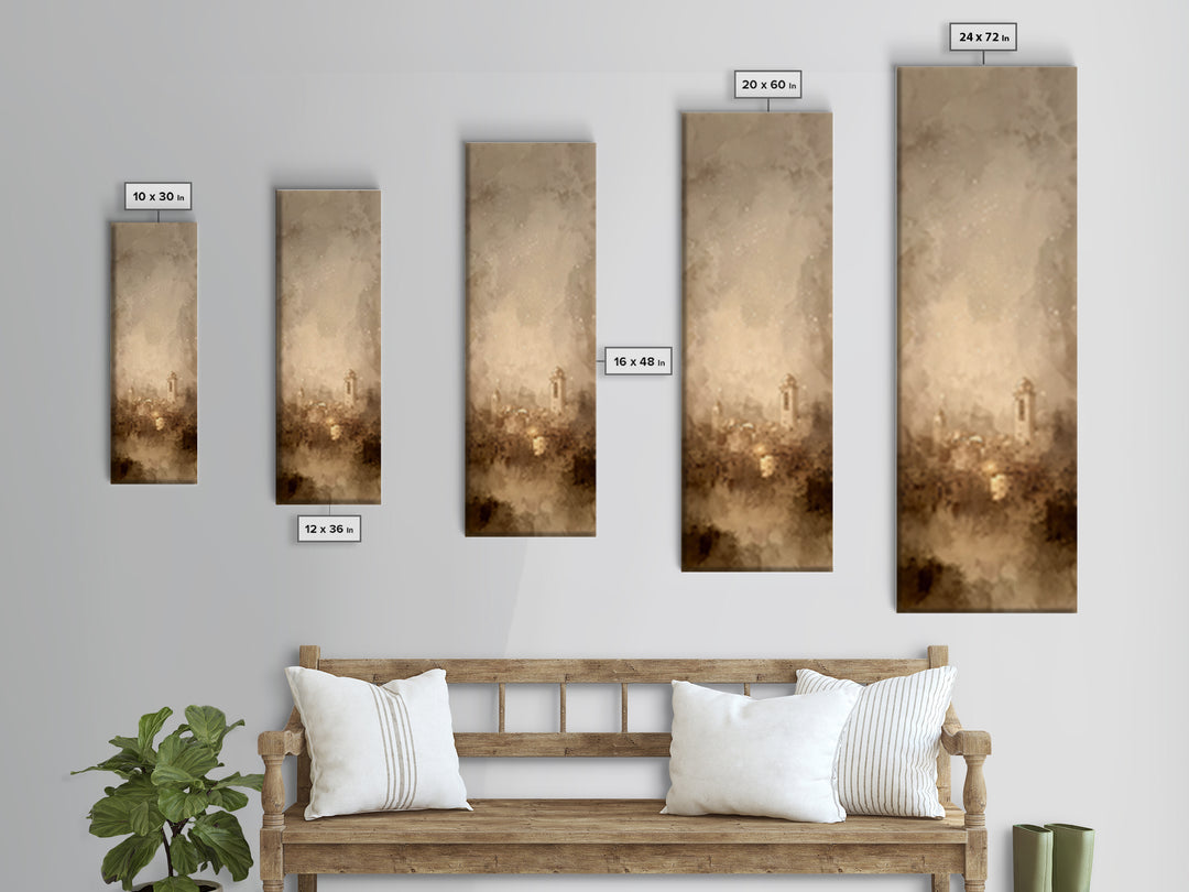Sacred City Dawn – Framed Canvas Print – Christian Art – Christmas Art Prints – Narrow Art – Christian Wall Art – Modern Christian Art
