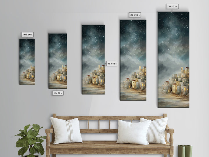 Holy City Glow – Framed Canvas Print – Tall Skinny Art Print – Christian Christmas Art – Christian Art Canvas – Christian Wall Art – Christ