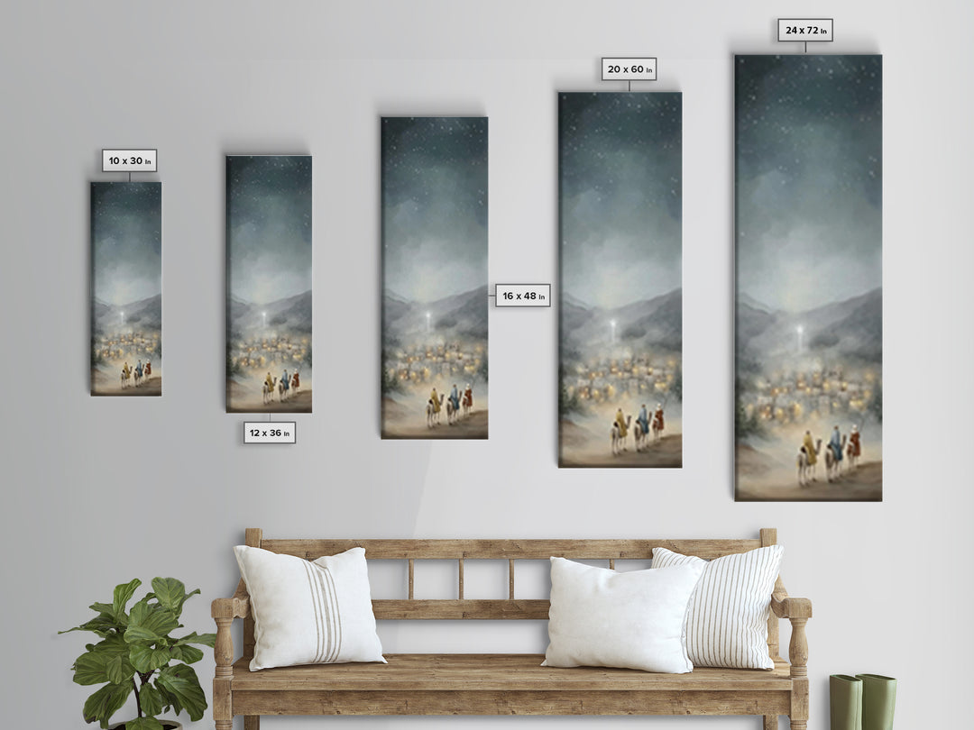 Light Over Zion – Framed Canvas Print – Tall Skinny Art Print – Christian Wall Art – Christian Christmas Art – Christian Art Canvas – Chris