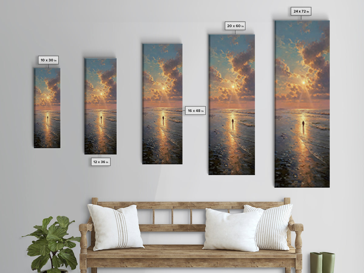 Sea Of Promise | Framed Canvas Print | Tall Narrow Wall Art | Jesus Painting | Christian Art Canvas | Christian Wall Art | Christian Gift