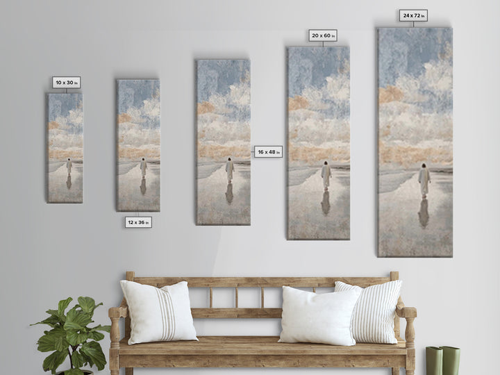 Silent Coastal Faith | Framed Canvas Print | Tall Narrow Wall Art | Christian Art Canvas | Christian Wall Art | Jesus Painting | Christian