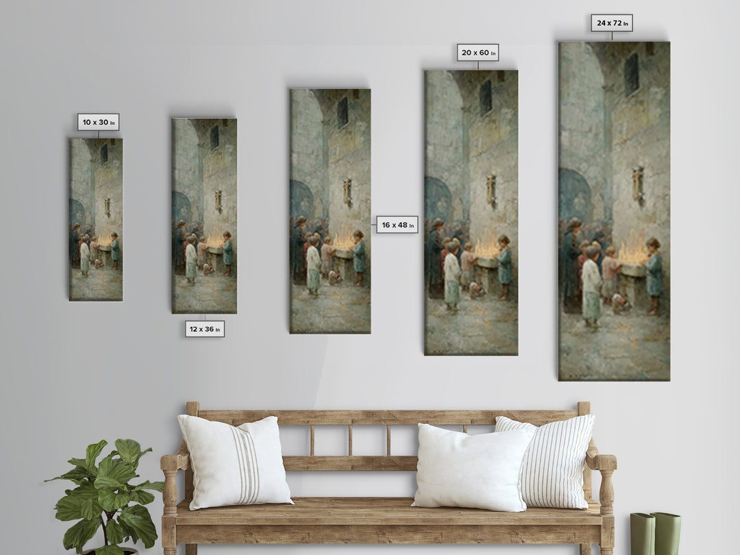 Candles Of Devotion - Framed Canvas Print - Christian Art Canvas - Christian Wall Art - Christmas Art - Christian Art Print - Tall Skinny A