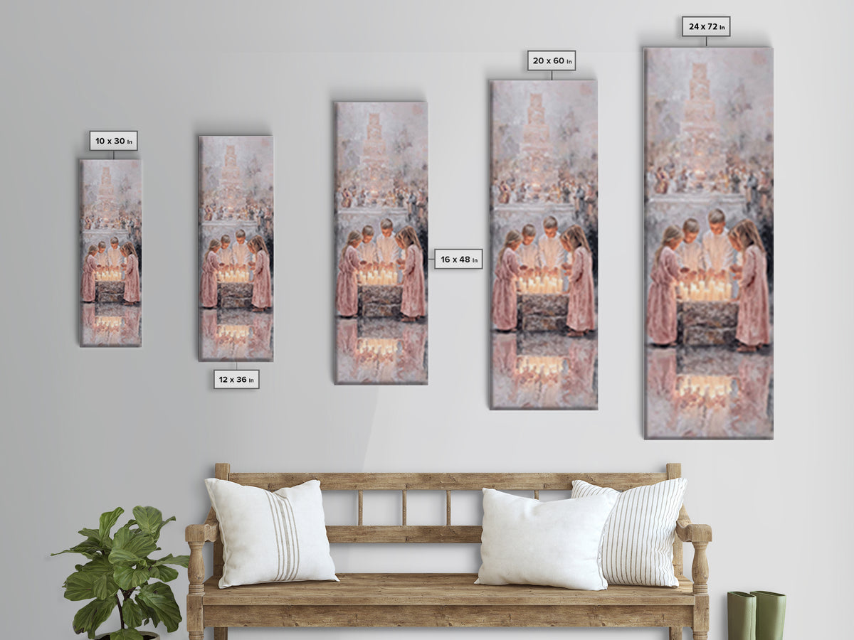 Children At Prayer - Framed Canvas Print - Christian Art Canvas - Christian Christmas Art - Christian Wall Art - Tall Skinny Art Print - Je