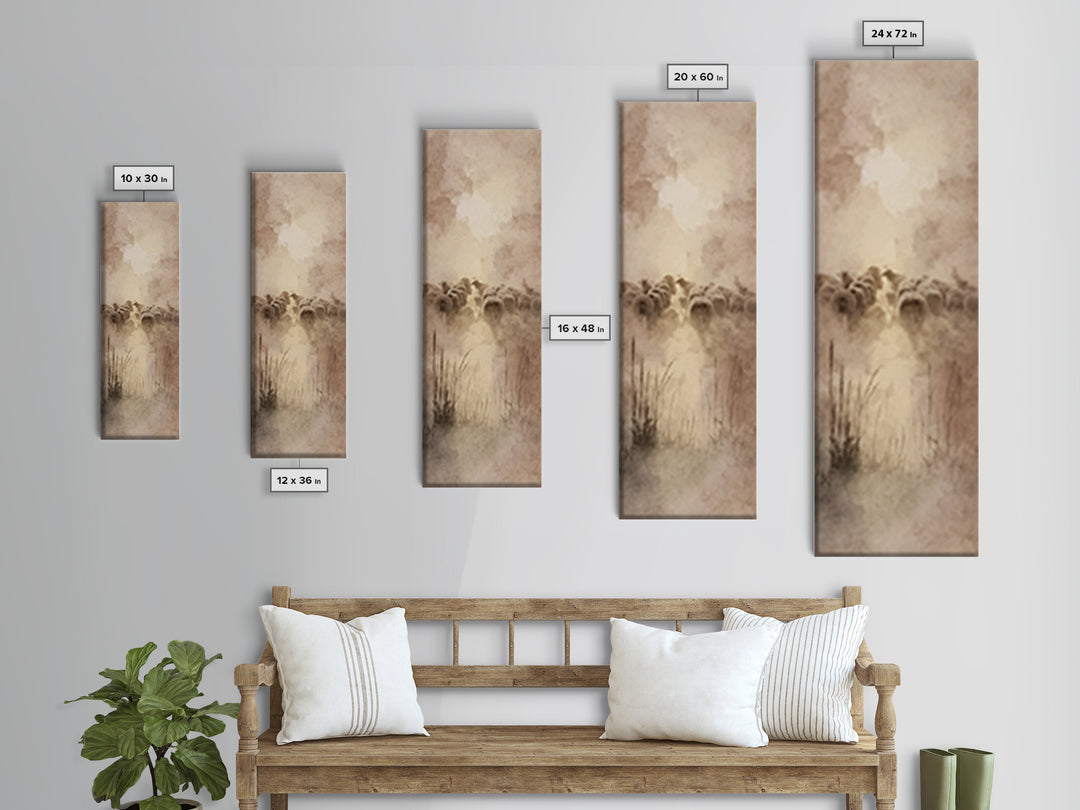 Shepherds In Light - Framed Canvas Print - Christian Art Canvas - Christian Wall Art - Large Christian Painting - Tall Narrow Wall Art