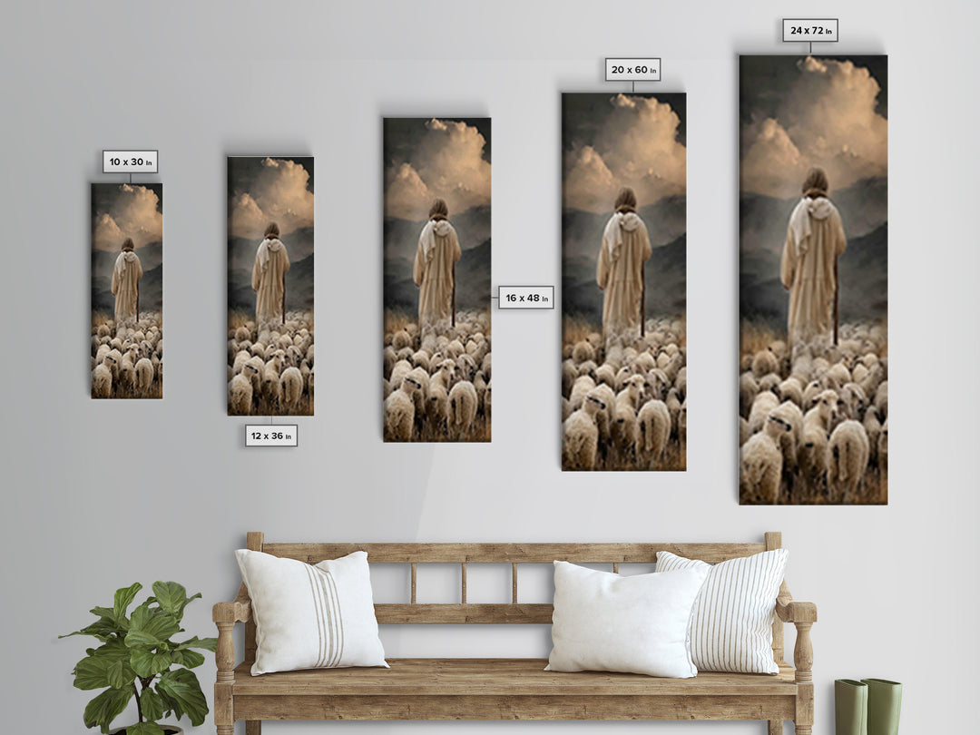 Shepherd Of Peace – Framed Canvas Print – Christian Wall Art – Jesus Painting – Christian Art Canvas – Narrow Art – Christian Art