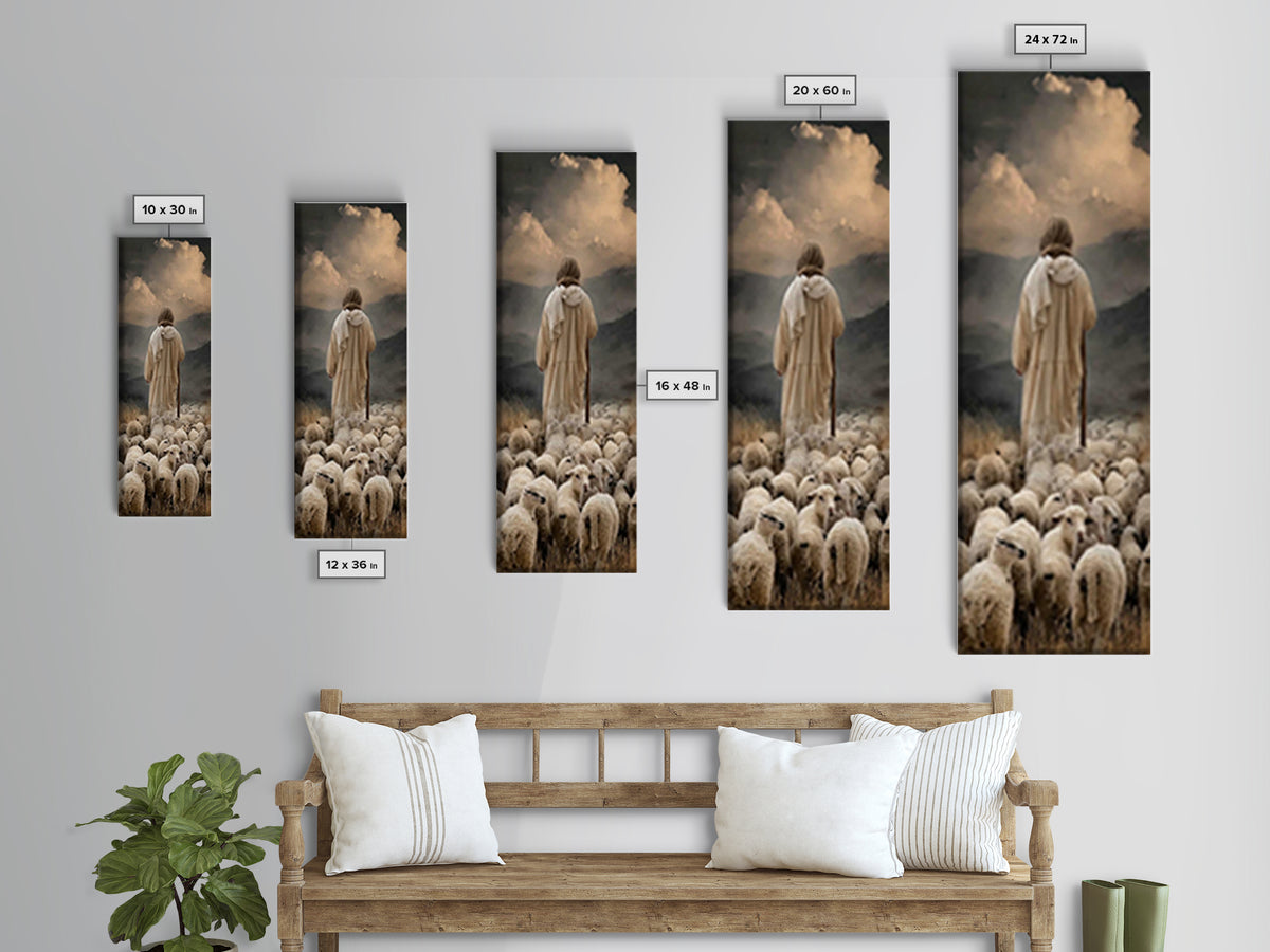 Shepherd Of Peace – Framed Canvas Print – Christian Wall Art – Jesus Painting – Christian Art Canvas – Narrow Art – Christian Art