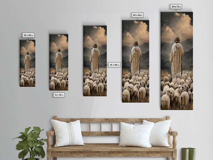Shepherd Of Peace – Framed Canvas Print – Christian Wall Art – Jesus Painting – Christian Art Canvas – Narrow Art – Christian Art