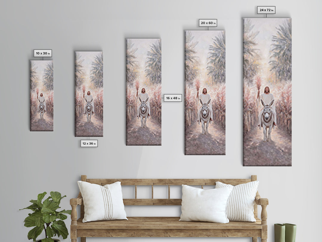 Palm Road Arrival – Framed Canvas Print – Christian Art Canvas – Christian Wall Art – Skinny Art – Christian Painting – Jesus Art