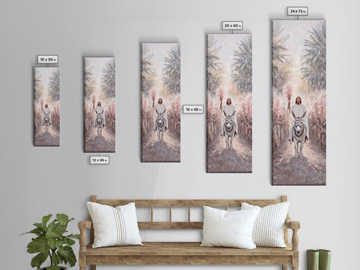 Palm Road Arrival – Framed Canvas Print – Christian Art Canvas – Christian Wall Art – Skinny Art – Christian Painting – Jesus Art