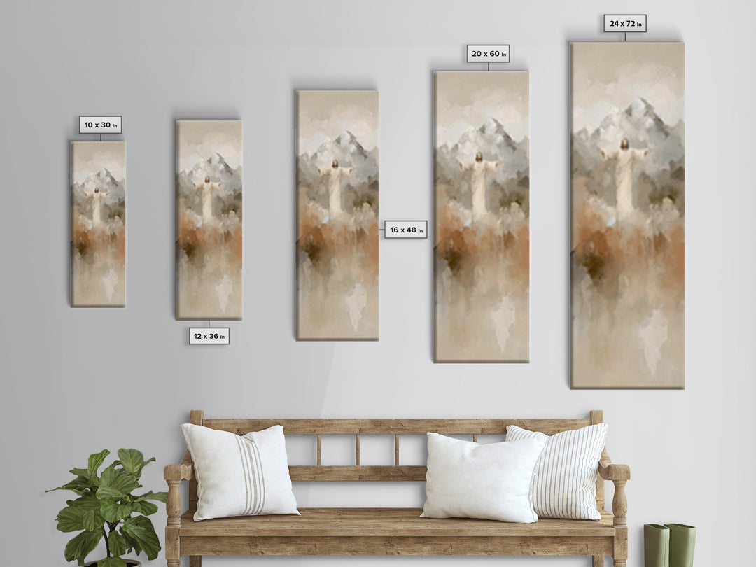 Sacred Misty Dawn | Framed Canvas Print | Jesus Painting | Christian Art Canvas | Christian Wall Art | Skinny Art | Christian Christmas Art