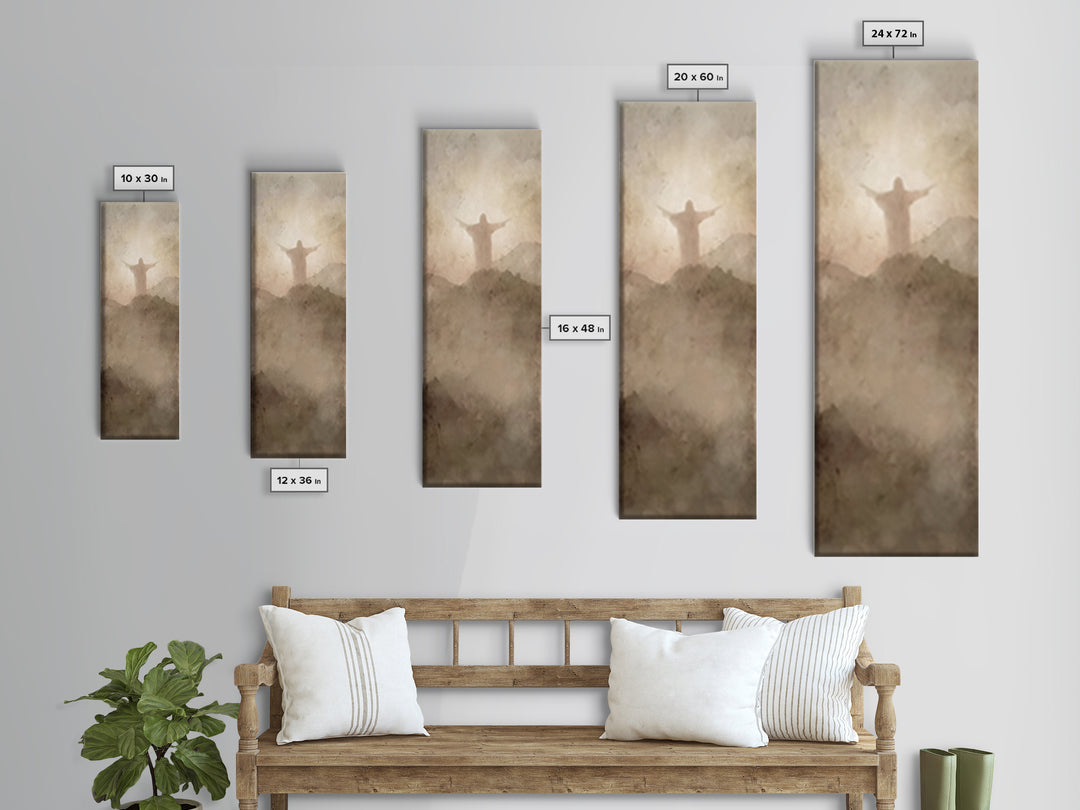 Shepherd’s Quiet Path – Framed Canvas Print – Christian Art Canvas – Jesus Painting – Christian Wall Art – Tall Skinny Art Print – Christma