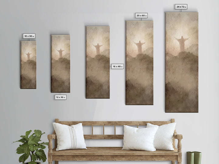 Shepherd’s Quiet Path – Framed Canvas Print – Christian Art Canvas – Jesus Painting – Christian Wall Art – Tall Skinny Art Print – Christma