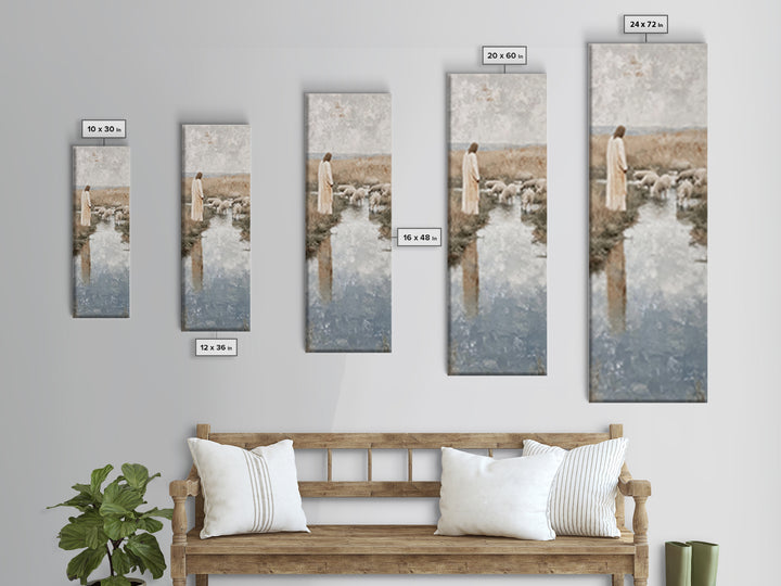 Pasture of Gentle Faith | Framed Canvas Print | Christian Wall Art | Jesus Painting | Narrow Art | Christian Art Canvas | Christmas Art | C
