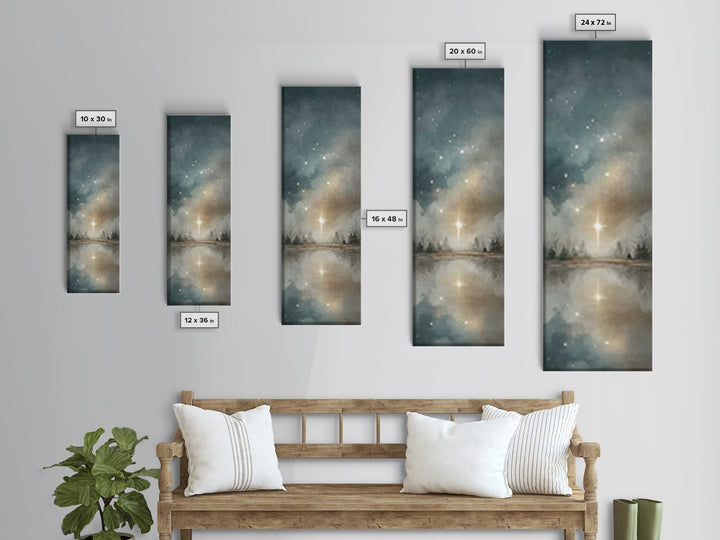 Guiding Star Lake – Framed Canvas Print – Christian Art Canvas – Christmas Art Prints – Christian Art – Tall Skinny Art Print