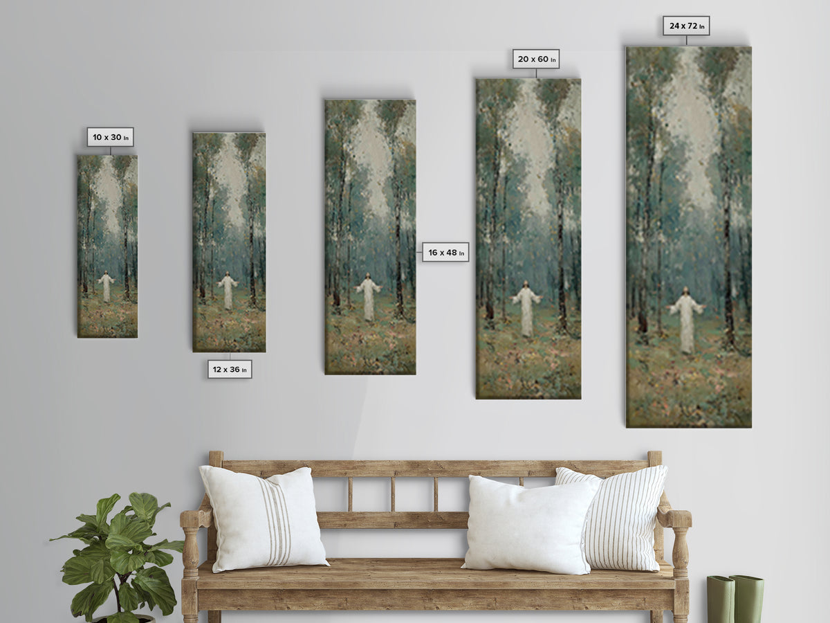 Radiant Woods Blessing, Framed Canvas Print, Christian Wall Art, Christian Art Canvas, Jesus Painting, Tall Narrow Wall Art, Christian Chri