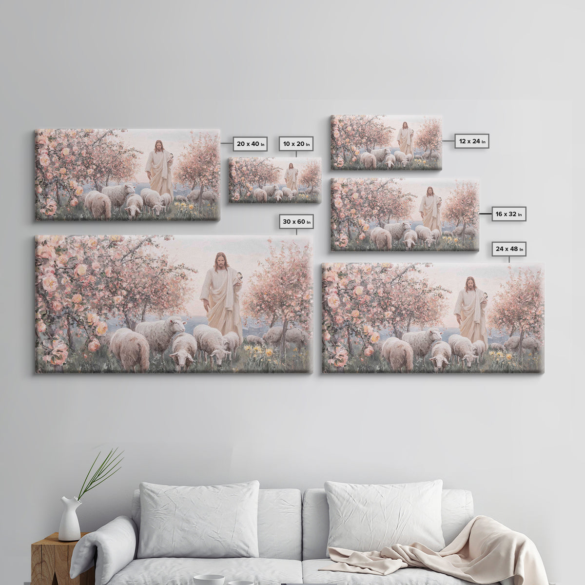 Shepherd Of Blossoms – Framed Canvas Print – Christian Wall Art – Jesus Painting – Christian Art Canvas – Christian Christmas Art