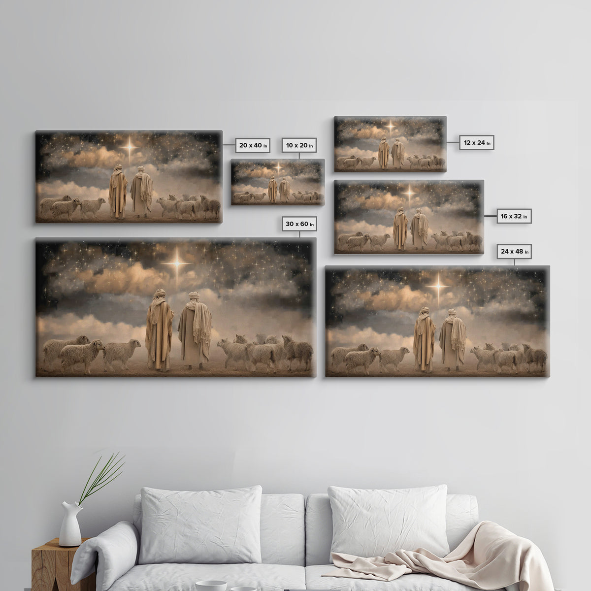 Guiding Star Night – Framed Canvas Print – Christian Wall Art – Christmas Art – Christian Art Canvas – Jesus Christmas Art – Christian Deco