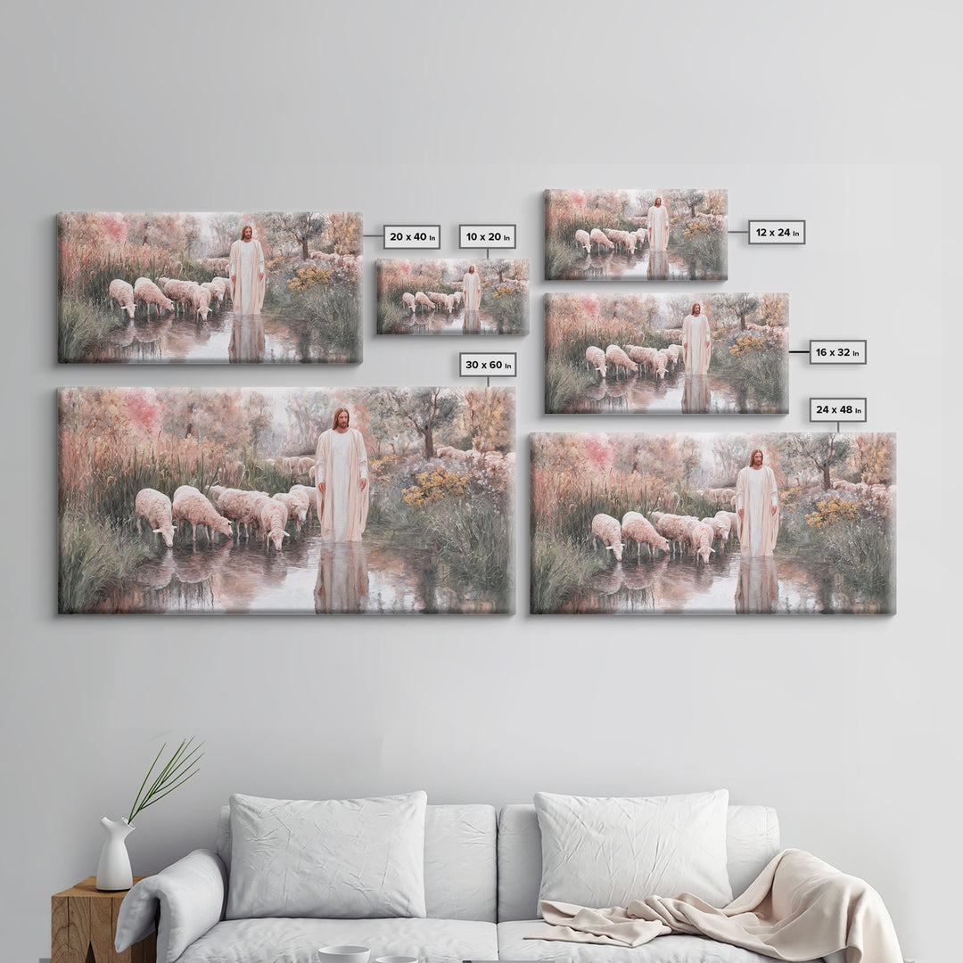 Pastoral Sunrise - Framed Canvas Print - Christian Wall Art - Christian Art Canvas - Christian Gift - Jesus Painting - Christian Art