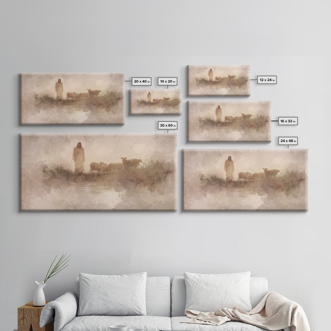 Morning Grace, Framed Canvas Print, Christian Art Print, Jesus Painting, Christian Wall Art, Christian Christmas Art, Minimalist Christian