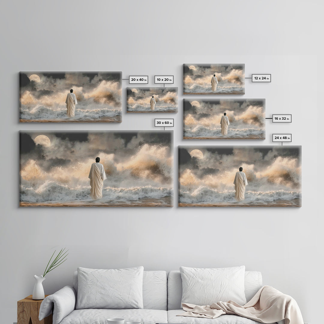 Moonlit Deliverance – Framed Canvas Print – Christian Wall Art – Jesus Painting – Christian Art Canvas – Moody Christian Art – Christian Gi