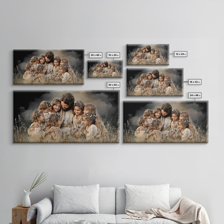 Joyful Meadow, Framed Canvas Print, Christian Wall Art, Jesus Painting, Christian Art Canvas, Christian Art Prints, Christian Gift Ideas
