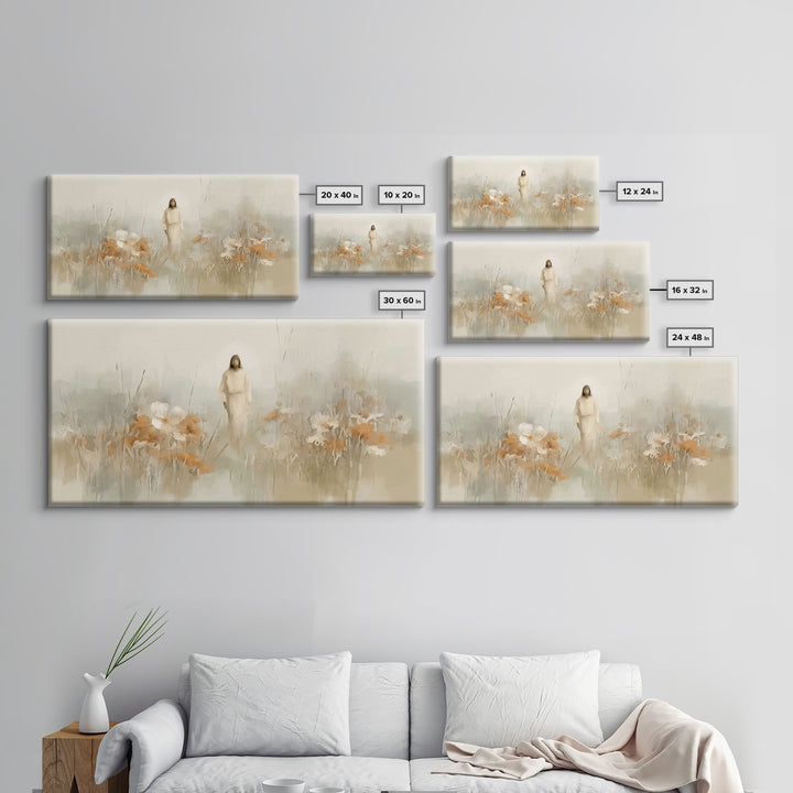 Peaceful Dawn Path – Framed Canvas Print – Jesus Painting – Christian Art Canvas – Christian Wall Art – Christmas Art – Christian Gift Idea