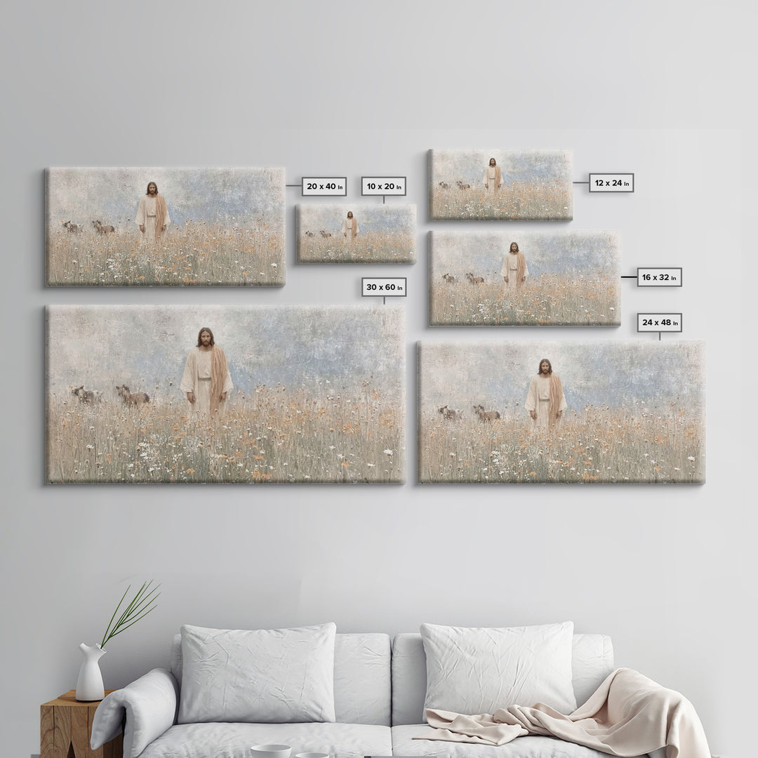 Sacred Garden Quiet, Framed Canvas Print, Christian Art Print, Jesus Paintings, Christian Wall Art, Christmas Art Prints, Christian Decor,