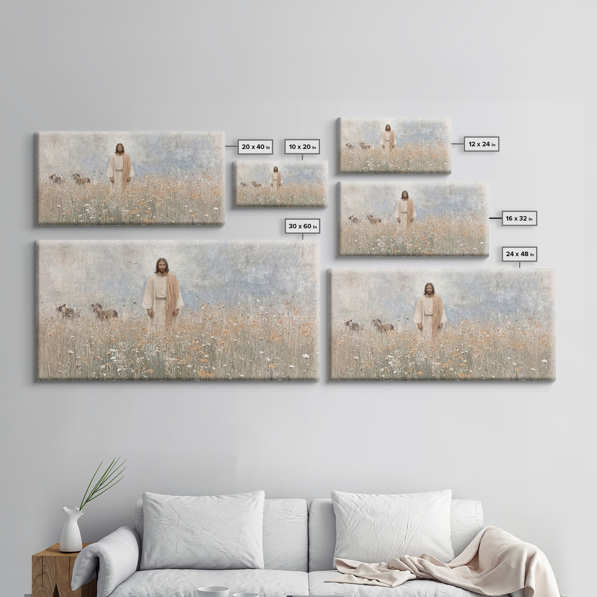 Sacred Garden Quiet, Framed Canvas Print, Christian Art Print, Jesus Paintings, Christian Wall Art, Christmas Art Prints, Christian Decor,
