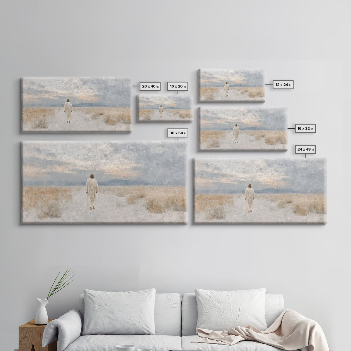 Desert Dawn Path – Framed Canvas Print – Christian Wall Art – Jesus Painting – Christian Art Canvas – Christian Decor – Modern Christian Ar