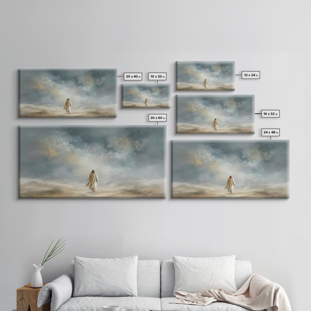 Starlit Promise Walk | Framed Canvas Print | Christian Art Canvas | Jesus Painting | Christian Wall Art | Christian Art Print | Christian D