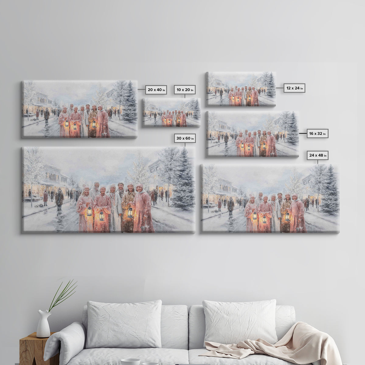 Snowlit Harmony, Framed Canvas Print, Christian Wall Art, Christmas Art Prints, Christian Christmas Art, Christian Art Canvas, Christian Gi