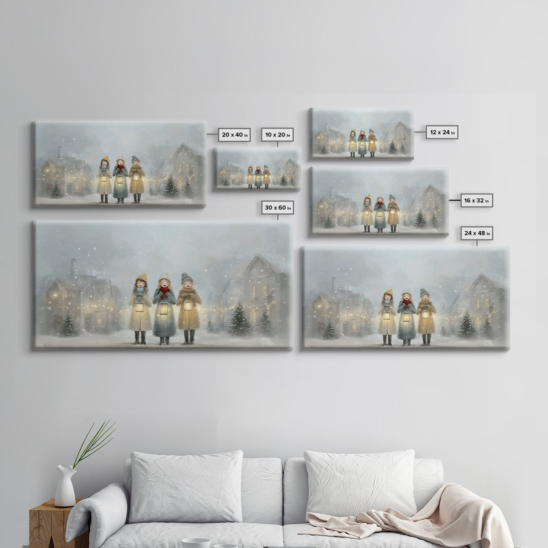 Caroling Light | Framed Canvas Print | Christmas Art Prints | Christian Christmas Art | Christian Wall Art | Christian Gift Ideas | Xmas Ar