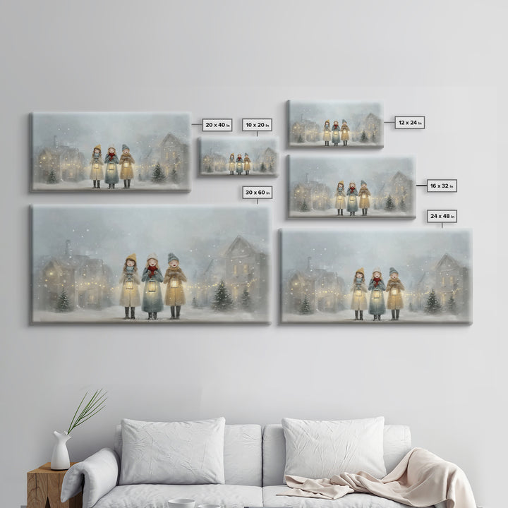 Caroling Light | Framed Canvas Print | Christmas Art Prints | Christian Christmas Art | Christian Wall Art | Christian Gift Ideas | Xmas Ar