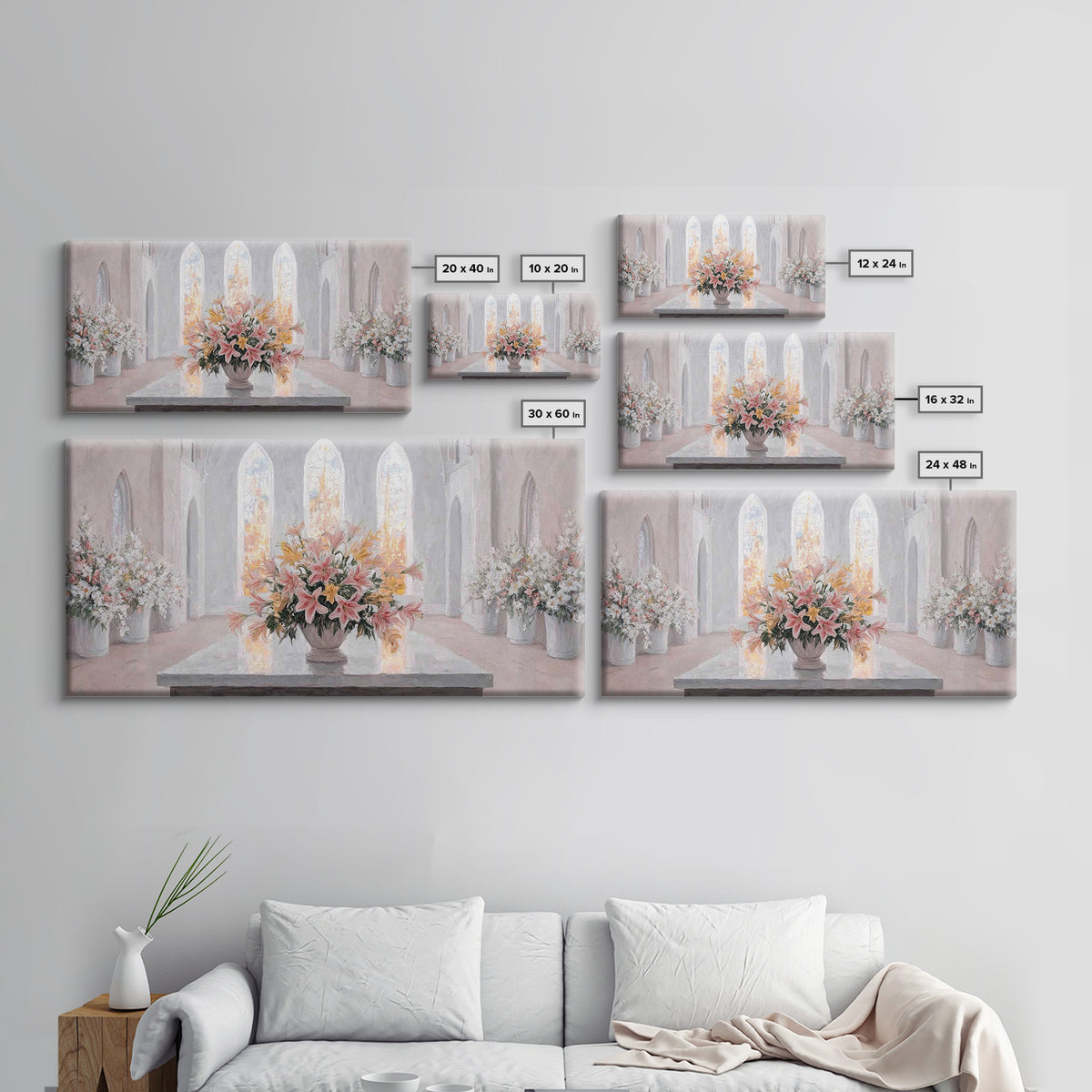 Radiant Blossoms, Framed Canvas Print, Christian Wall Art, Subtle Christian Art, Christian Art Canvas, White Christmas Art, Christian Decor