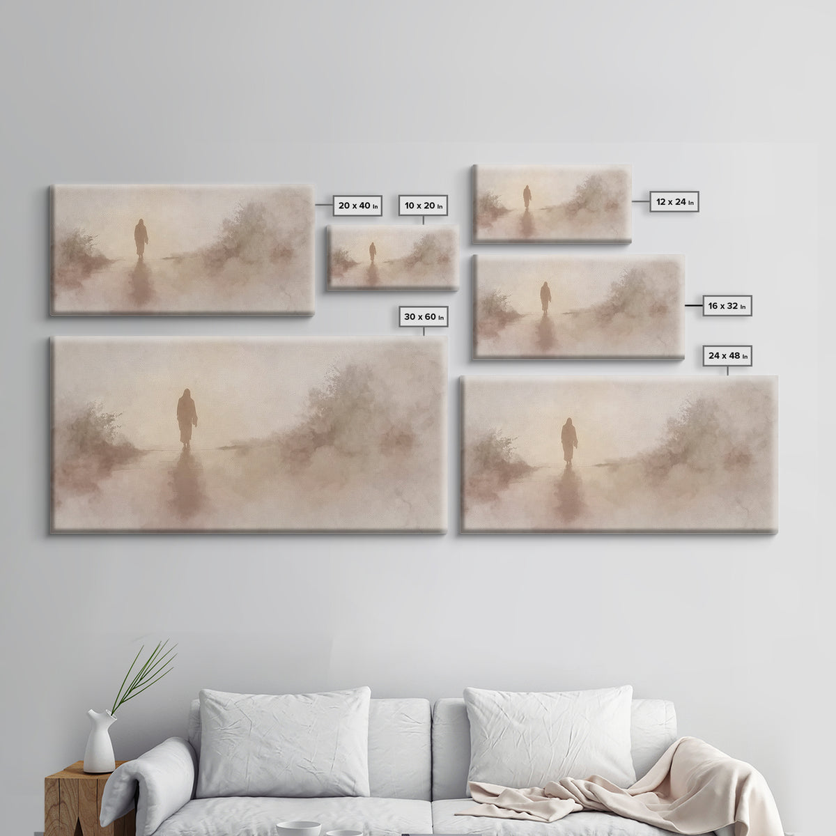 Solitary Savior Path – Framed Canvas Print – Jesus Painting – Jesus Canvas Art – Christian Wall Art – Modern Christian Art – Large Jesus Pa