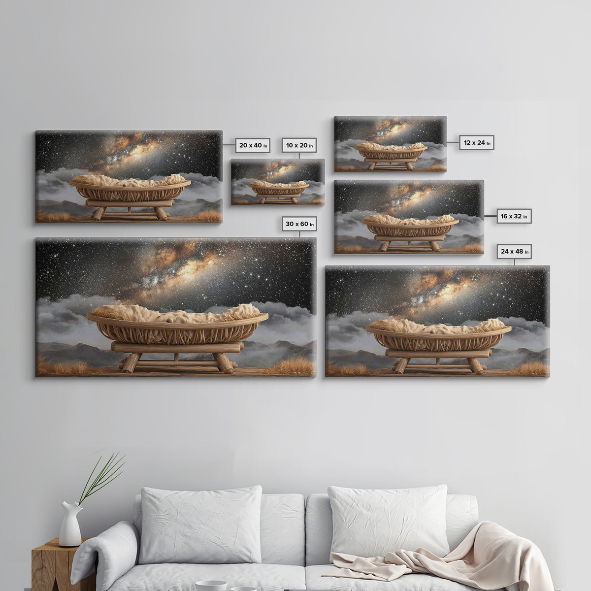 Heavenly Cradle – Framed Canvas Print – Christmas Art – Christian Christmas Art – Christian Decor – Christian Wall Art