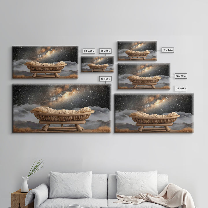 Heavenly Cradle – Framed Canvas Print – Christmas Art – Christian Christmas Art – Christian Decor – Christian Wall Art