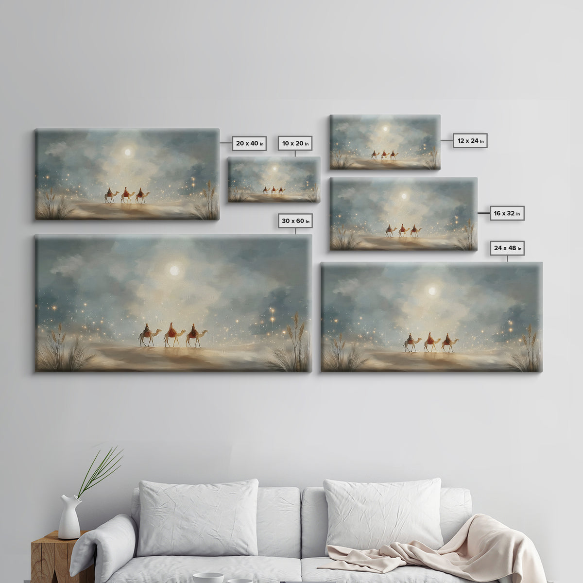 Guided By Starlight, Framed Canvas Print, Christmas Art Prints, Christian Christmas Art, Christian Wall Art, Christian Decor