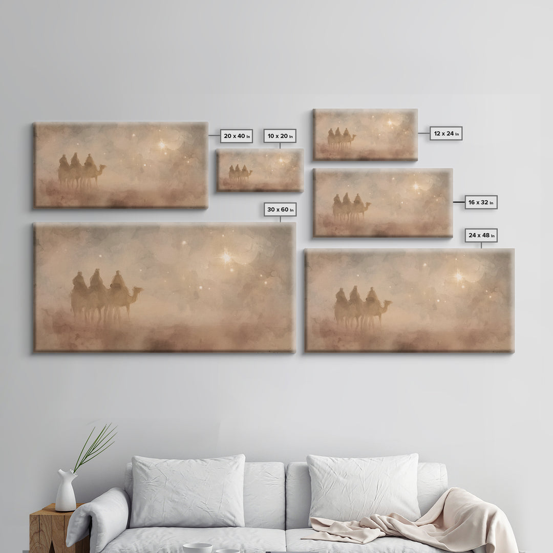 Wisemen In Dawn – Framed Canvas Print – Christian Christmas Art – Christmas Wall Art – Christian Art Canvas – Christian Decor
