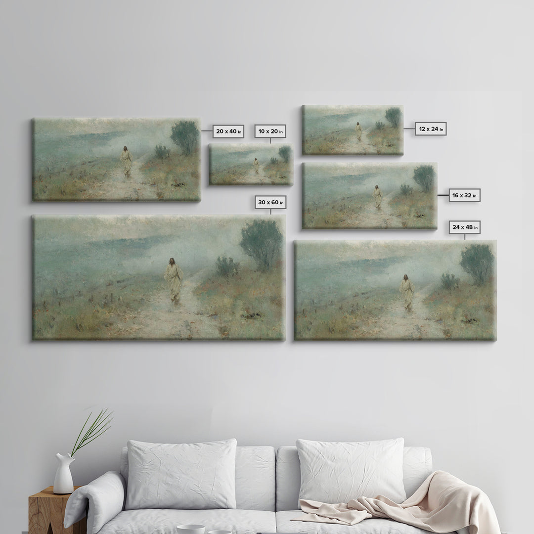 Quiet Valley Walk, Framed Canvas Print, Christian Wall Art, Christian Art Canvas, Jesus Painting, Large Christian Art, Christian Christmas