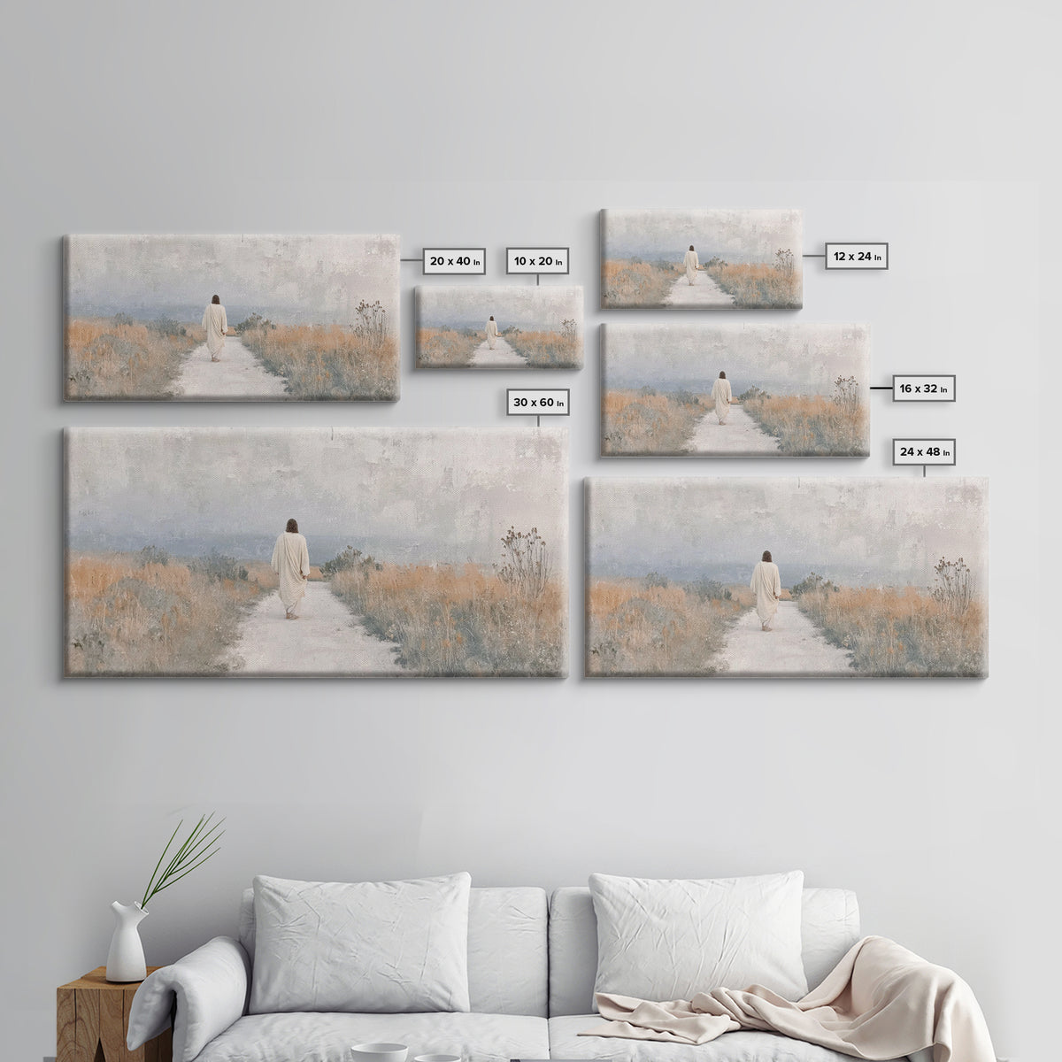Fields Of Mercy | Framed Canvas Print | Christian Art Print | Jesus Painting | Christian Wall Art | Minimalist Christian Art | Christian Ch