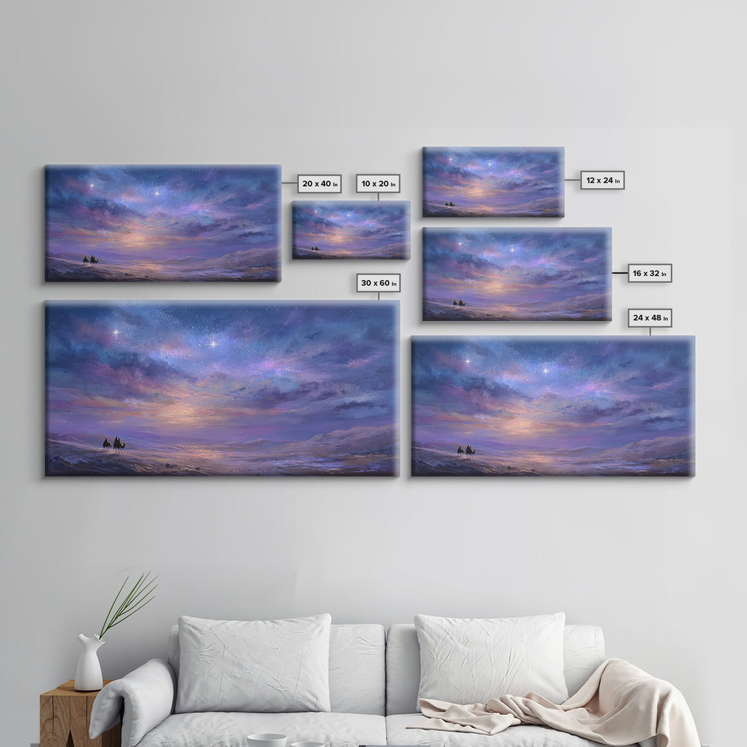 Heavens of Promise, Framed Canvas Print, Christian Art Prints, Christmas Wall Art, Christian Christmas Art, Christian Painting, Modern Chri